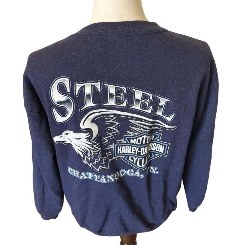 Vintage Harley-Davidson Full Zip Sweatshirt Blue Chattanooga TN Made in USA Siz
